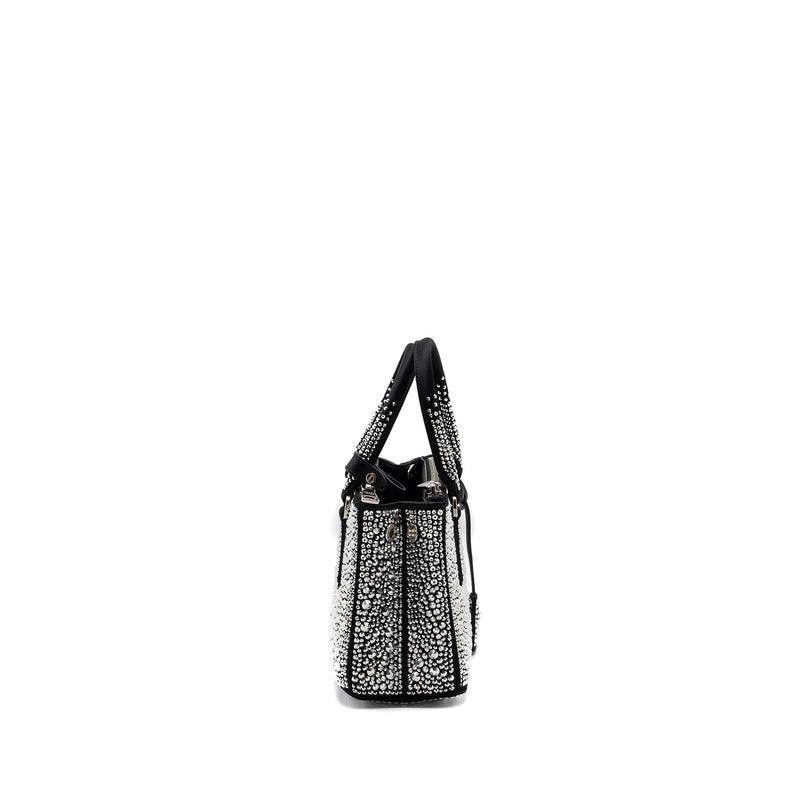 Prada Galleria Satin Mini Bag With Crystal Black SHW