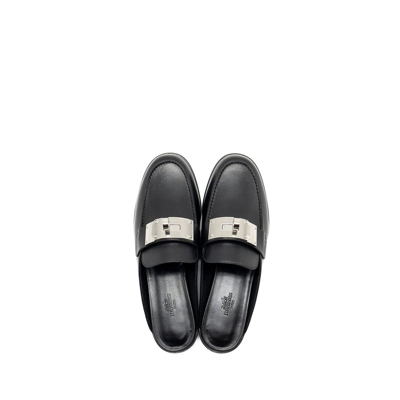 Hermes Size 38 Iota Mule Calfskin Black SHW