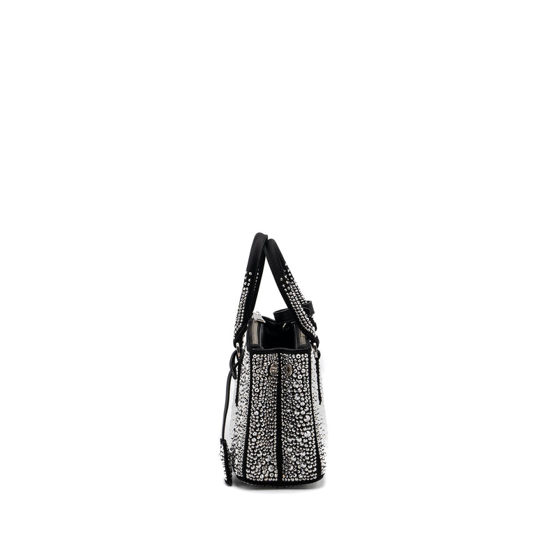 Prada Galleria Satin Mini Bag With Crystal Black SHW