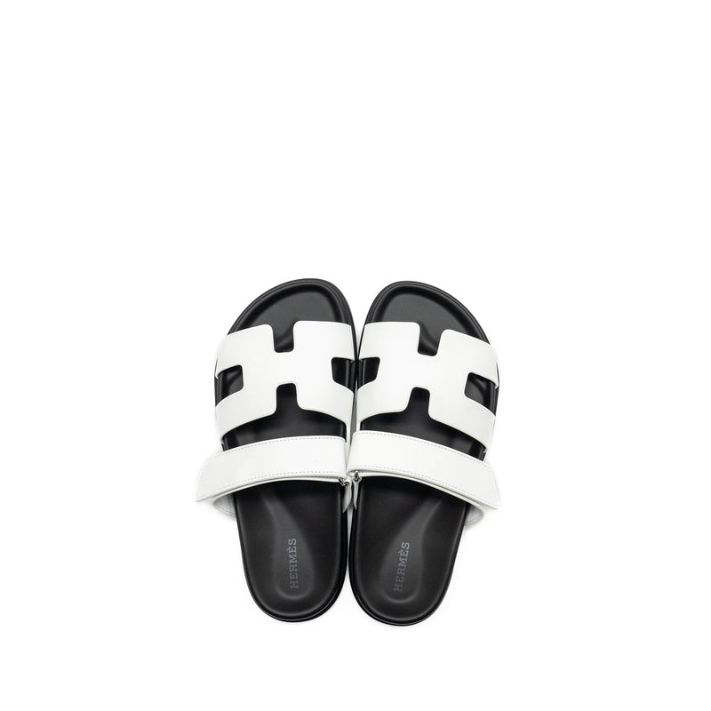 Hermes Size 37.5 Chypre Sandal Calfskin White SHW