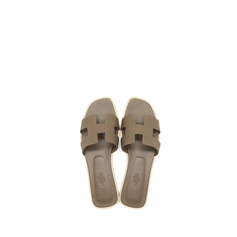 Hermes Size 38 Oran Sandal Epsom Etoupe