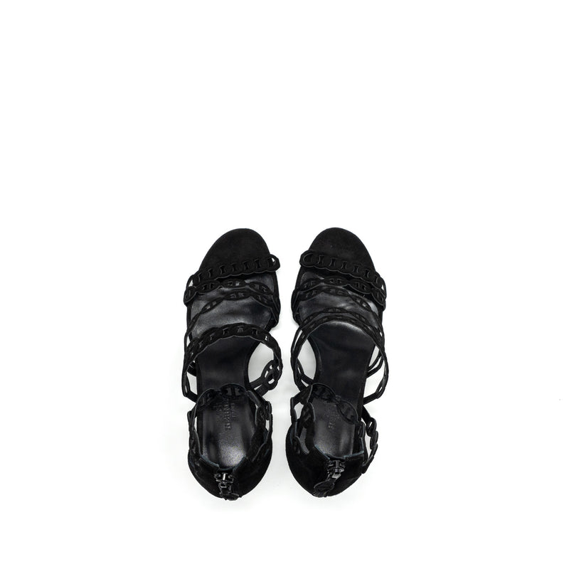 Hermes Size 36 Romy Sandals Suede Black