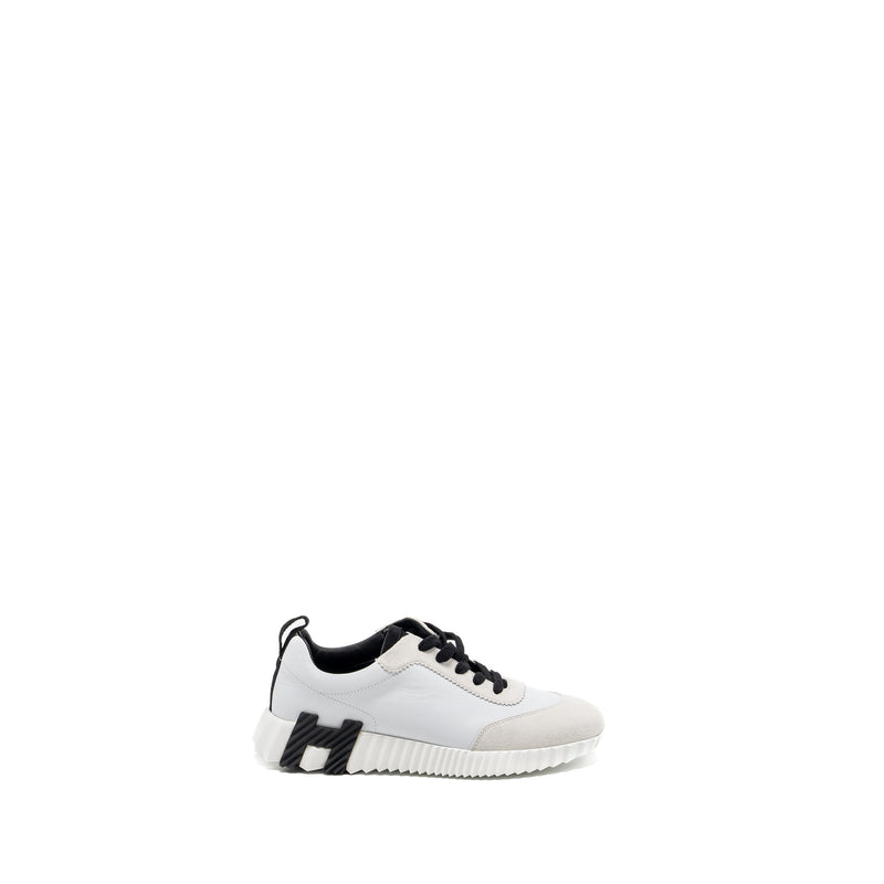 Hermes size 38 femme bouncing sneaker chèvre velours black / white