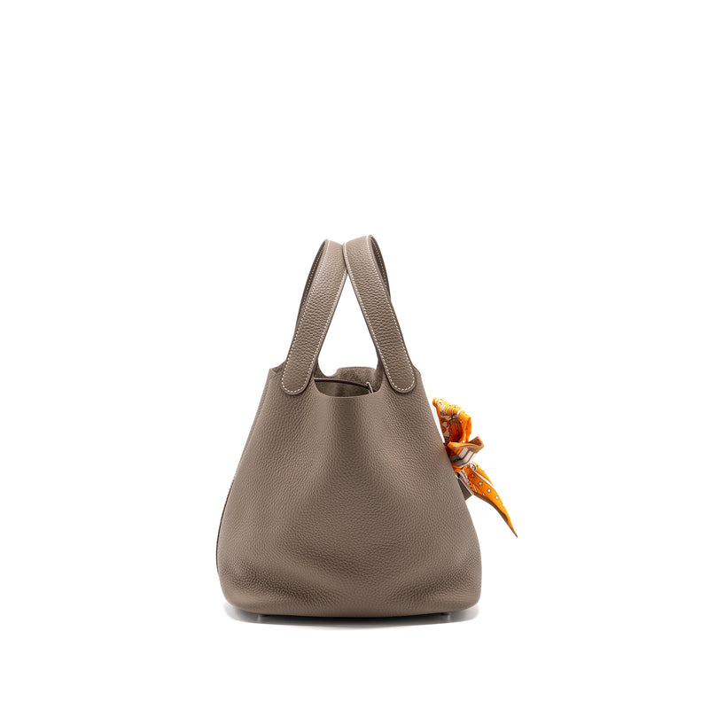 Hermes Picotin 22 Lock Bag Clemence Etoupe SHW Stamp Y