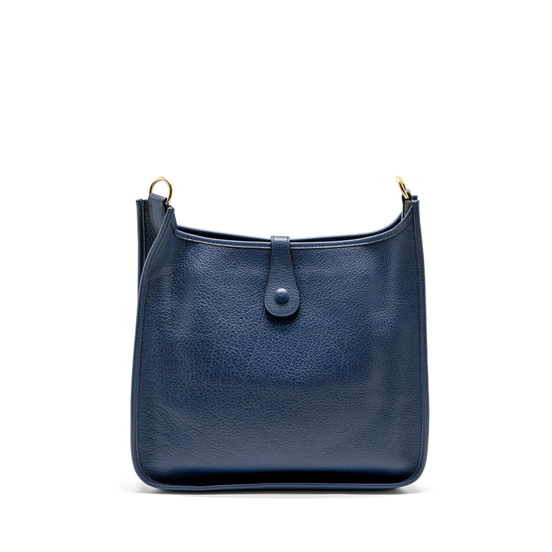 Hermes Evelyne 33 Leather Blue GHW Stamp Square E