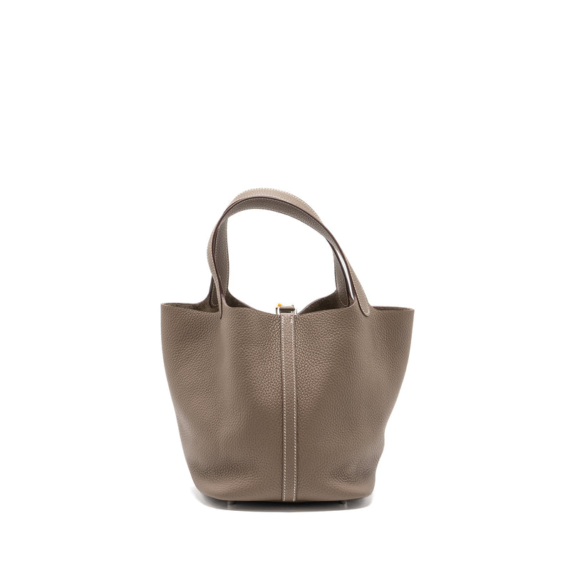 Hermes Picotin 22 Lock Bag Clemence Etoupe SHW Stamp Y
