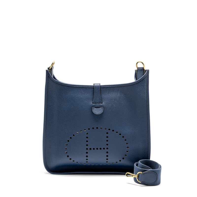 Hermes Evelyne 33 Leather Blue GHW Stamp Square E