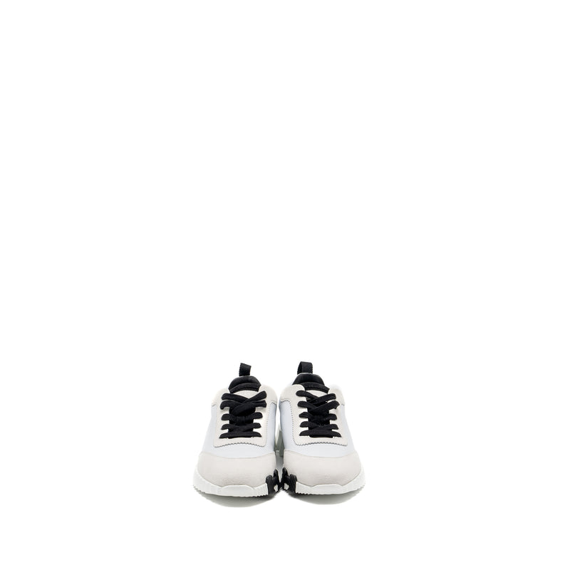 Hermes size 38 femme bouncing sneaker chèvre velours black / white