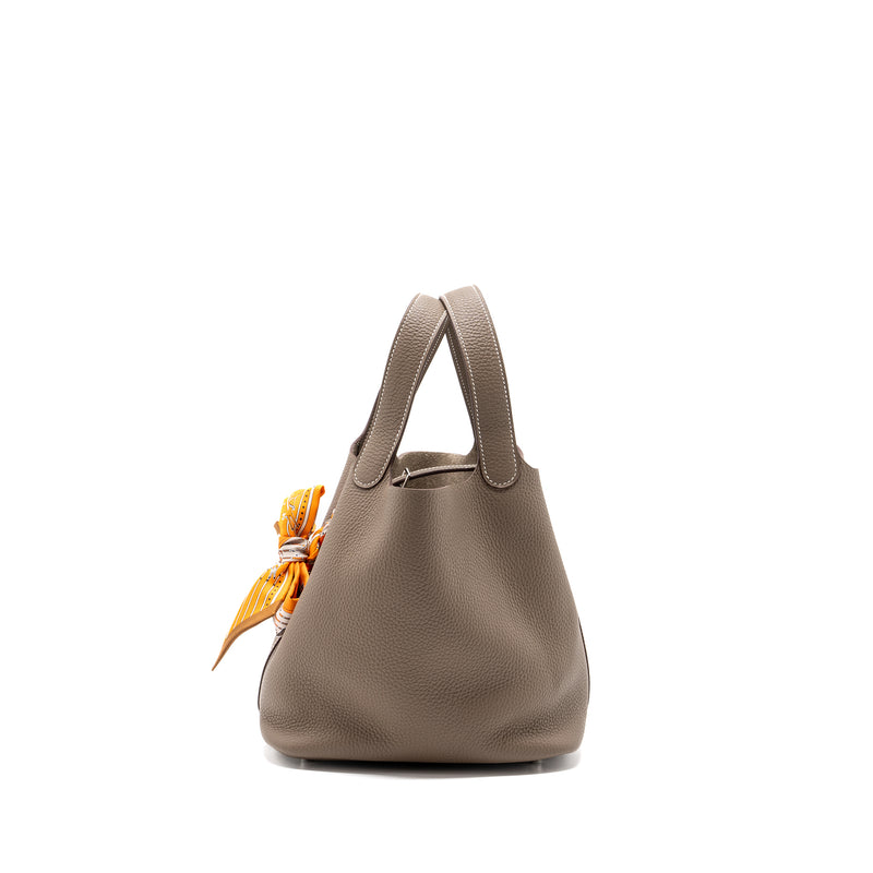 Hermes Picotin 22 Lock Bag Clemence Etoupe SHW Stamp Y