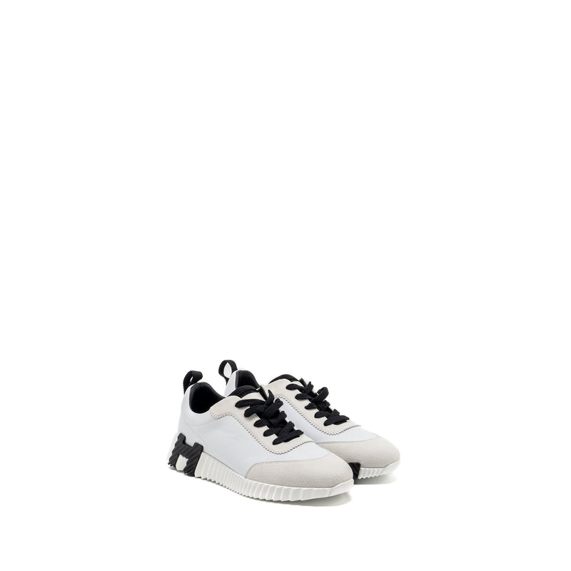 Hermes size 38 femme bouncing sneaker chèvre velours black / white