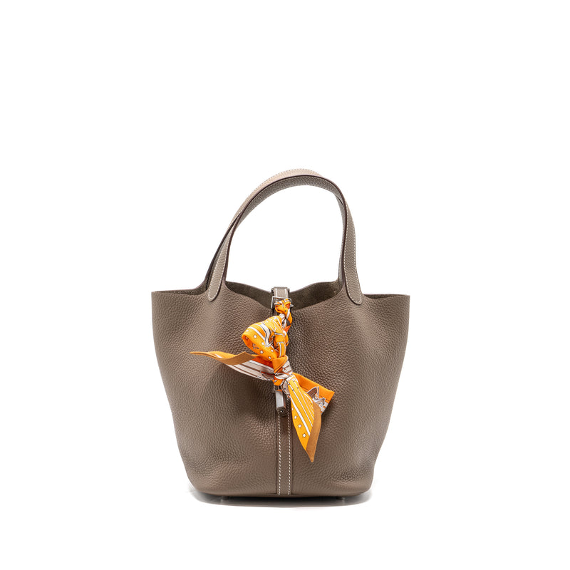Hermes Picotin 22 Lock Bag Clemence Etoupe SHW Stamp Y