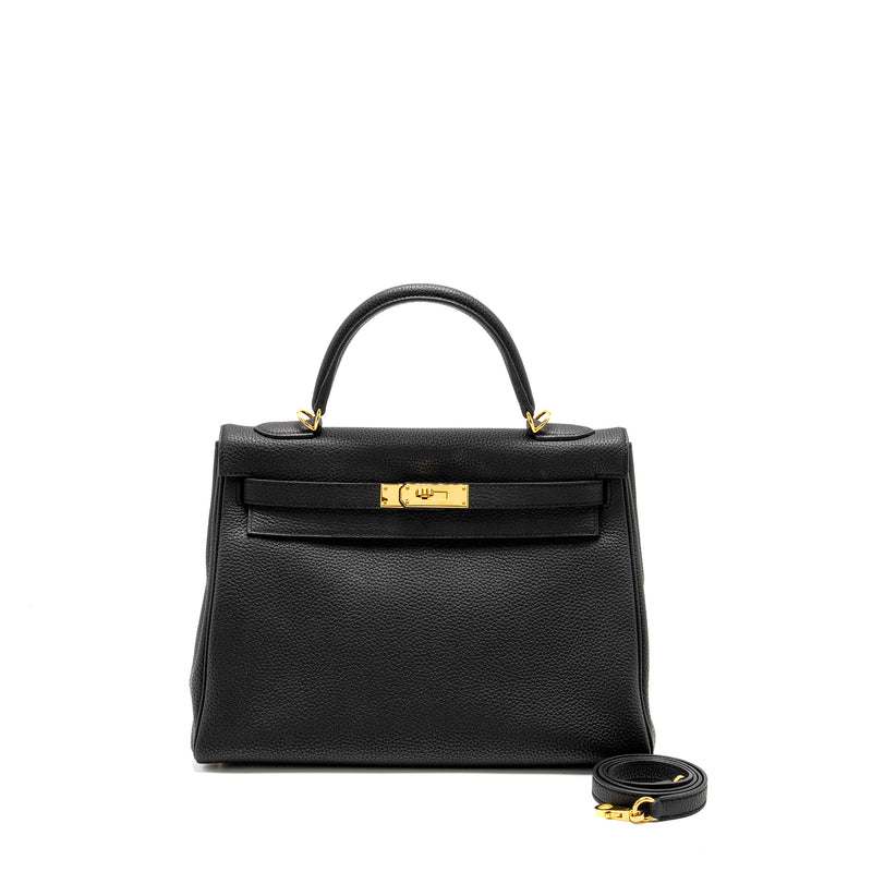 Hermes Kelly 32 Togo Black GHW Stamp C