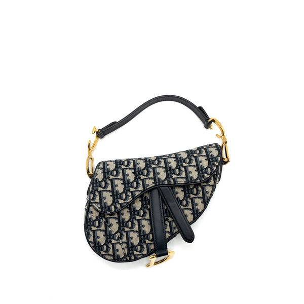 Dior Mini Saddle Bag Blue Oblique Jacquard GHW