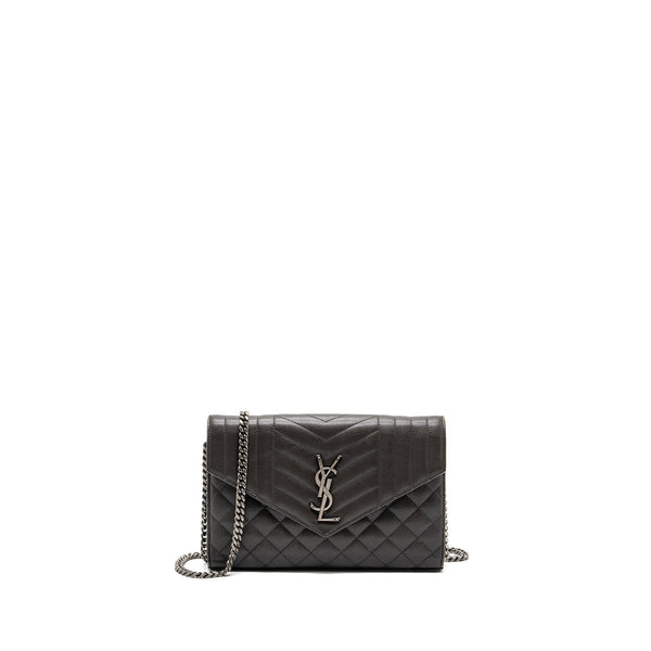 Saint Laurent/YSL Envelop Chain Bag Calfskin Dark Grey SHW