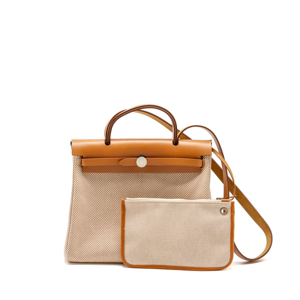 Hermes Herbag 31 Zip Bag Toile Criss Viking/Vache Hunter Leather Ecru-Beige-Nature/Nature SHW Stamp Y