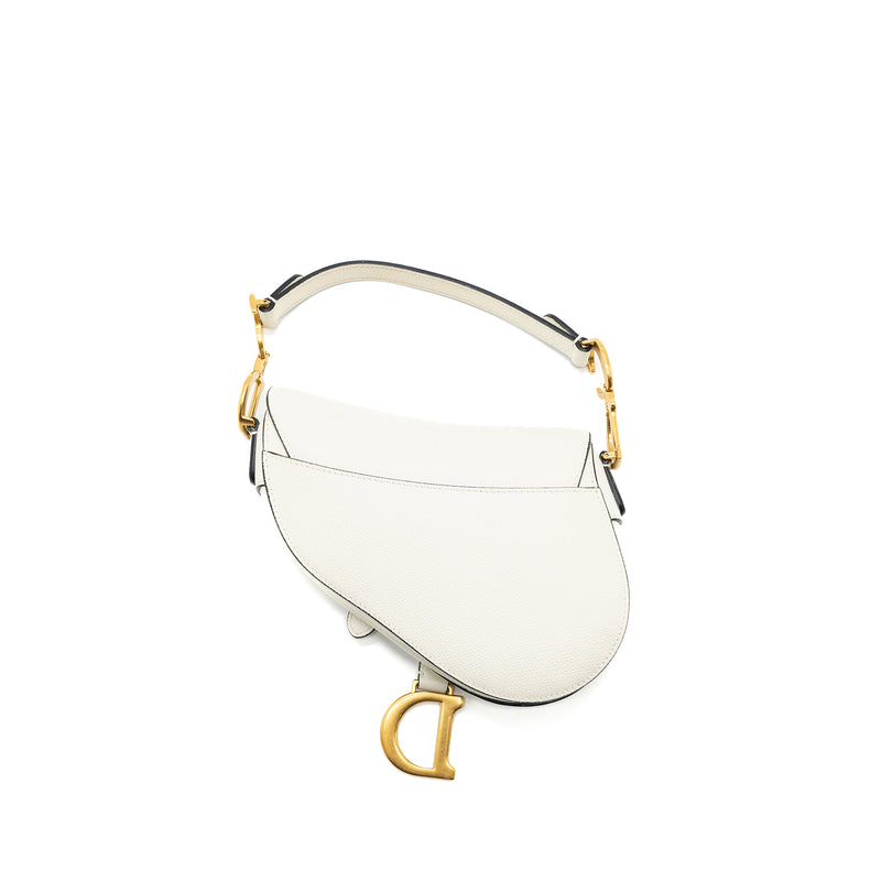 Dior Mini Saddle Bag Calfskin White GHW