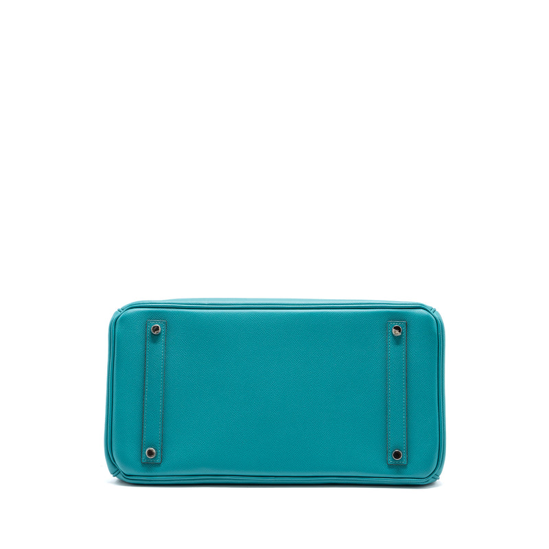 Hermes birkin 35 epsom blue paon SHW stamp square P