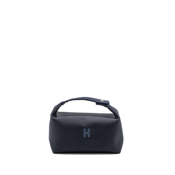 Hermes Trousse De Toilette Bride A Brac Travel Pouch Canvas Black/Blue Nuit SHW