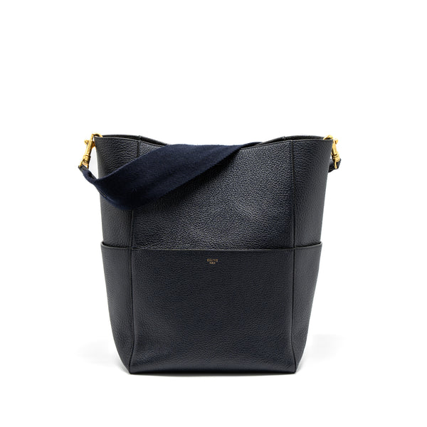 Celine Sangle Bucket Bag Calfskin Navy GHW