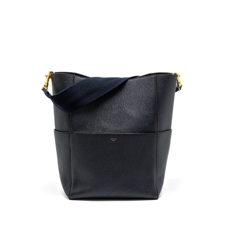 Celine Sangle Bucket Bag Calfskin Navy GHW