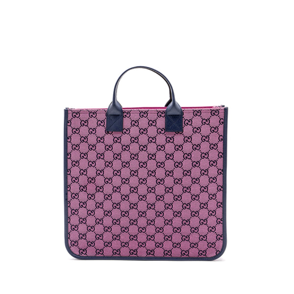 Gucci kids tote bag canvas / leather pink / dark blue