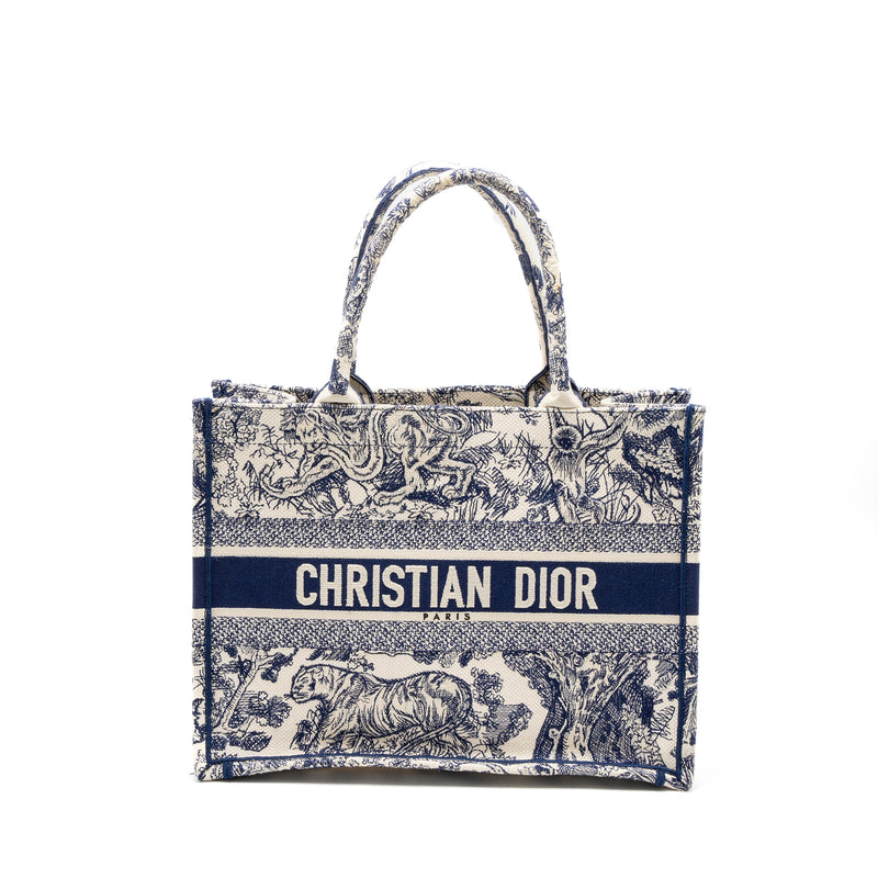 Dior Medium Book Tote Blue Toile de Jouy Embroidery