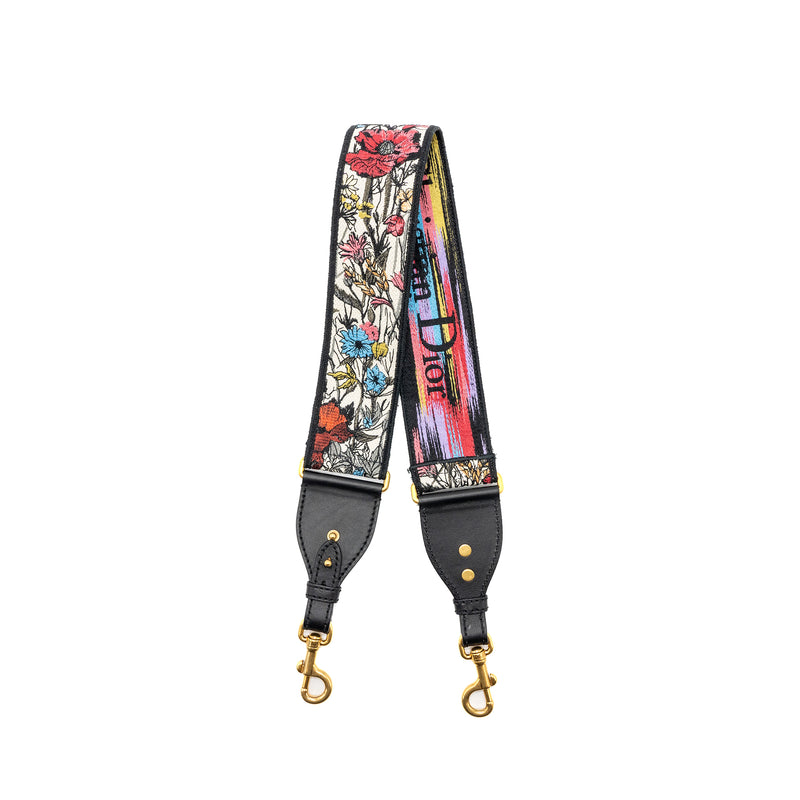 DIOR Adjustable Shoulder Strap Flora Embroidery Canvas/Calfskin Multicolour GHW