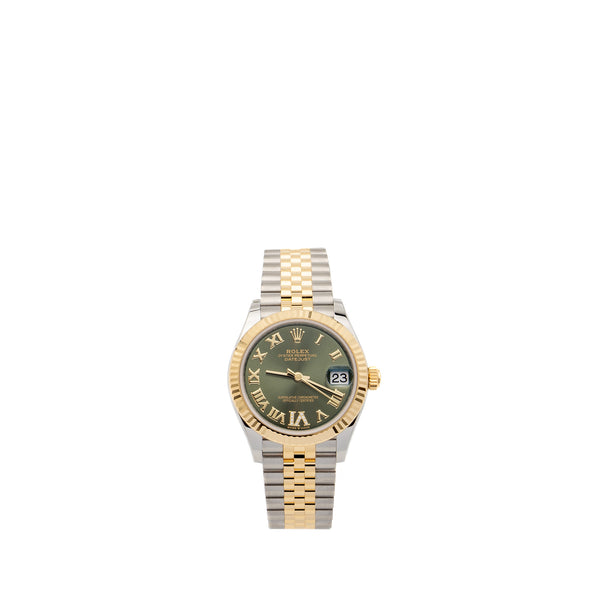 Rolex Datejust 31 Olive Green Set With Diamonds Oystersteel/Yellow Gold Model:278273
