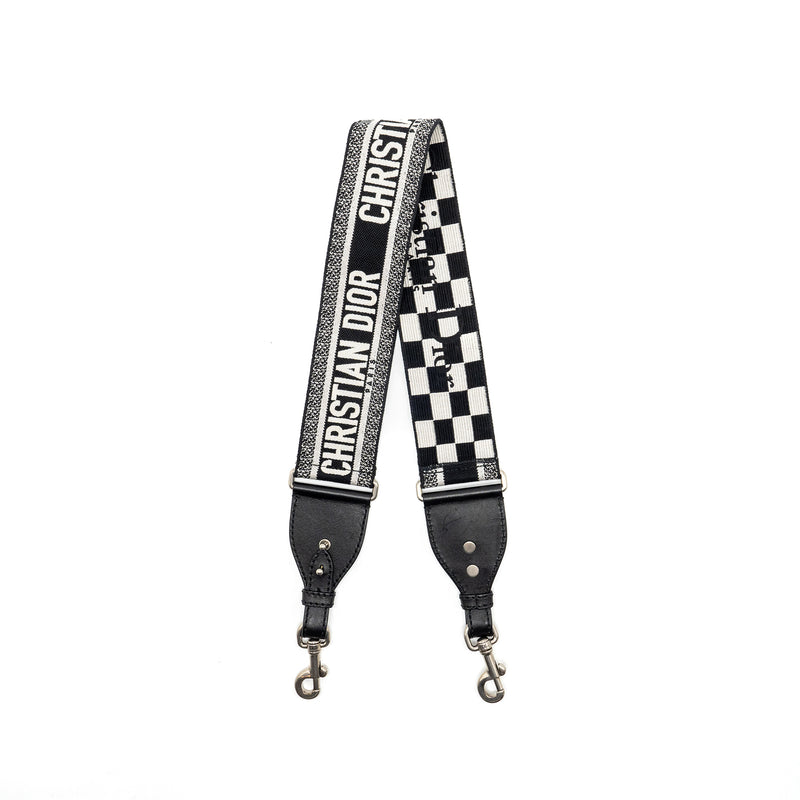 Dior Shoulder Strap Canvas/Calfskin Black/White SHW