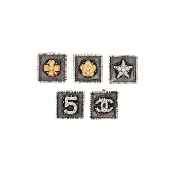 Chanel 5 Pins Square Brooch SHW