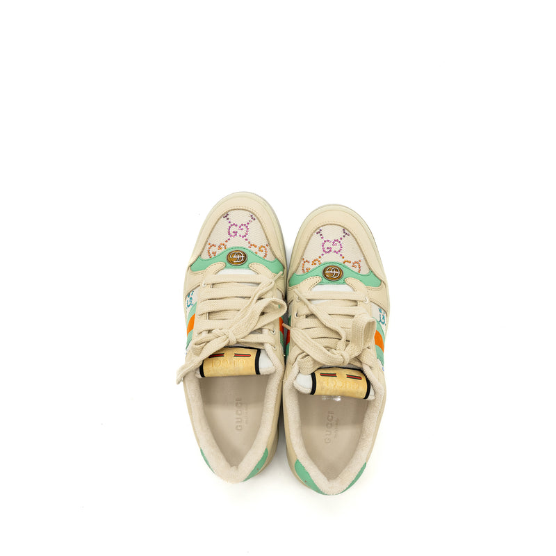 Gucci Size 38.5 Sneaker Leather/Fabric/Crystal Multicolour