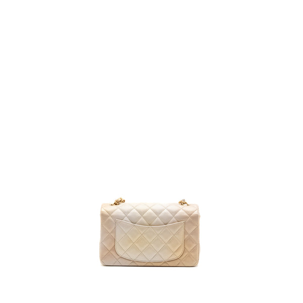 Chanel 22C mini Rectangular Flap Bag Goatskin Ombré Beige Brushed GHW (microchip)