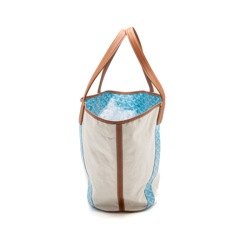 Goyard Belharra Biarritz Goyardline Canvas Light Blue Reversible Tote