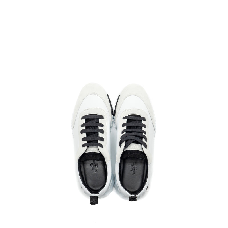 HERMES Size 38.5 Bouncing Sneakers leather Blanc / Noir