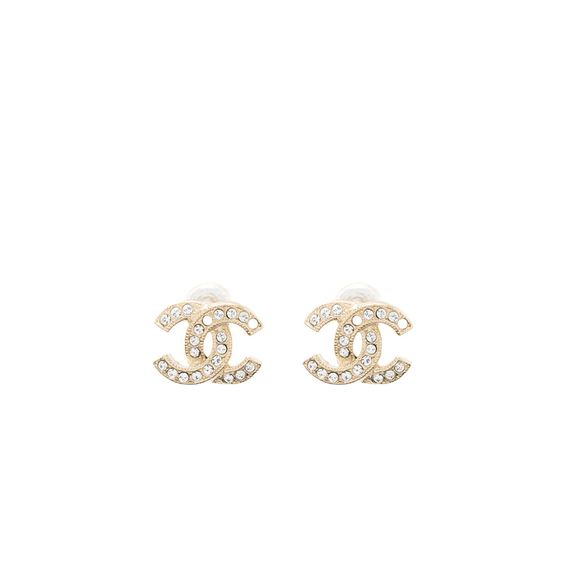 Chanel Classic CC Logo Earrings Crystal LGHW