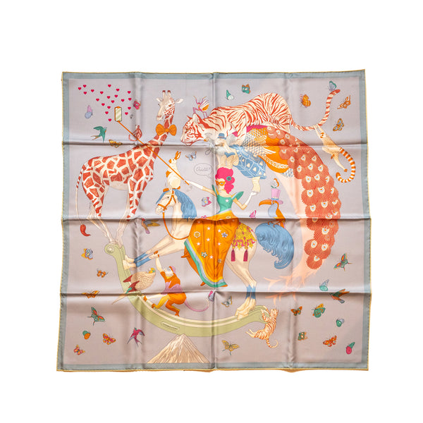 Hermes 90cm Hermes story silk scarf multicolour