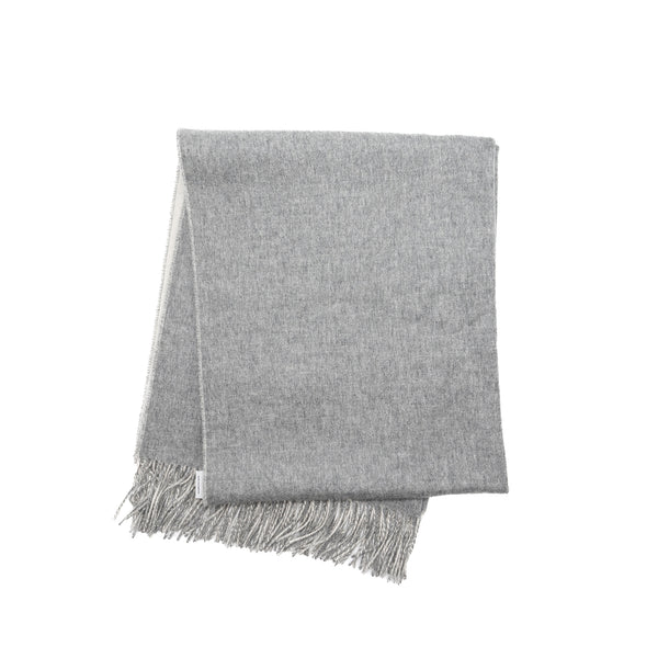 Hermes Double Face Stole Scarf Cashmere Gris Flanelle/Ivoire