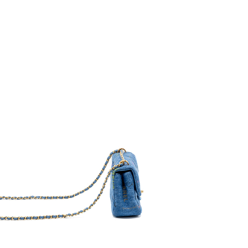 Chanel 22P Denim Flap Bag Denim Blue Brushed GHW (Microchip)