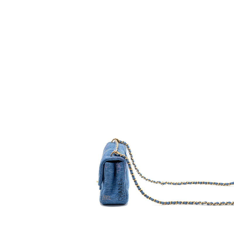 Chanel 22P Denim Flap Bag Denim Blue Brushed GHW (Microchip)