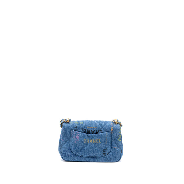 Chanel 22P Denim Flap Bag Denim Blue Brushed GHW (Microchip)