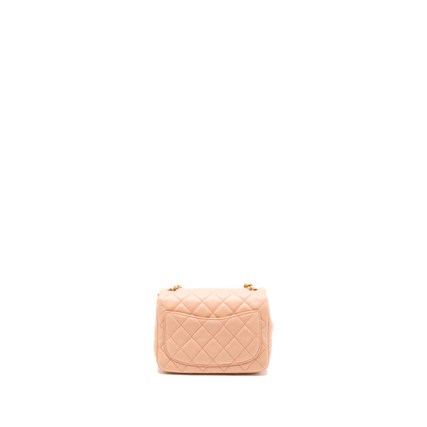 Chanel Pearl Crush Mini Square Flap bag lambskin light pink GHW (microchip)