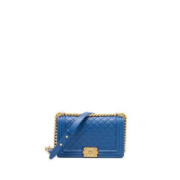 Chanel Medium Boy Bag Calfskin Blue GHW