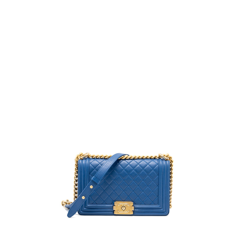 Chanel Medium Boy Bag Calfskin Blue GHW