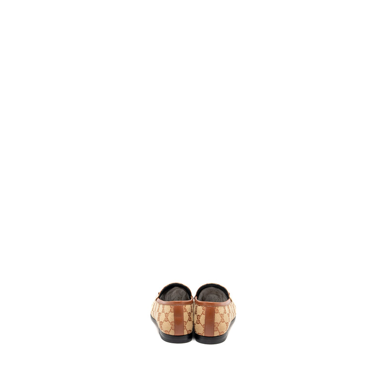 Gucci Size 35.5 Jordan Loafers canvas dark beige