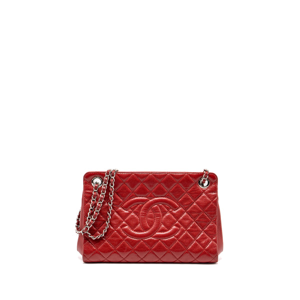Chanel Chain Shopping Tote Bag Caviar Red SHW
