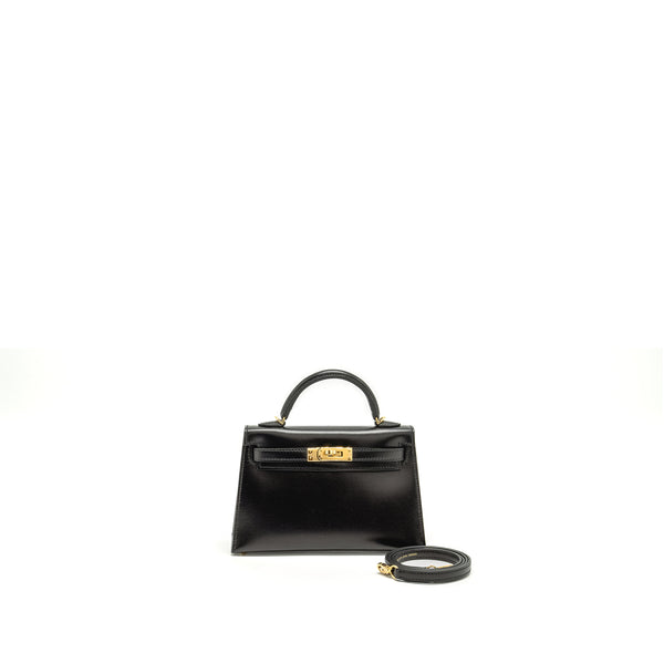 Hermes Mini Kelly II Box Black GHW Stamp W