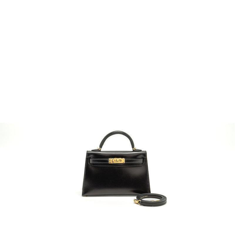 Hermes Mini Kelly II Box Black GHW Stamp W
