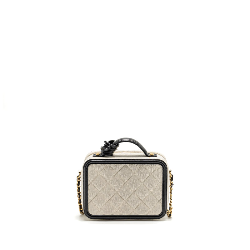 Chanel CC Filigree Vanity Case Caviar White/Black GHW