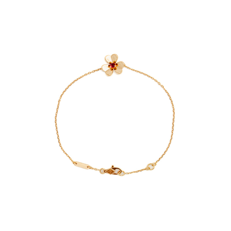 Van Cleef & Arpels Frivole Bracelet, Mini Model Rose Gold with Ruby Stone