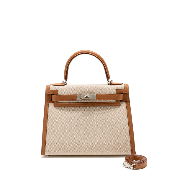 Hermes Kelly 28 Toile H/Swift Ecru/Gold SHW Stamp B